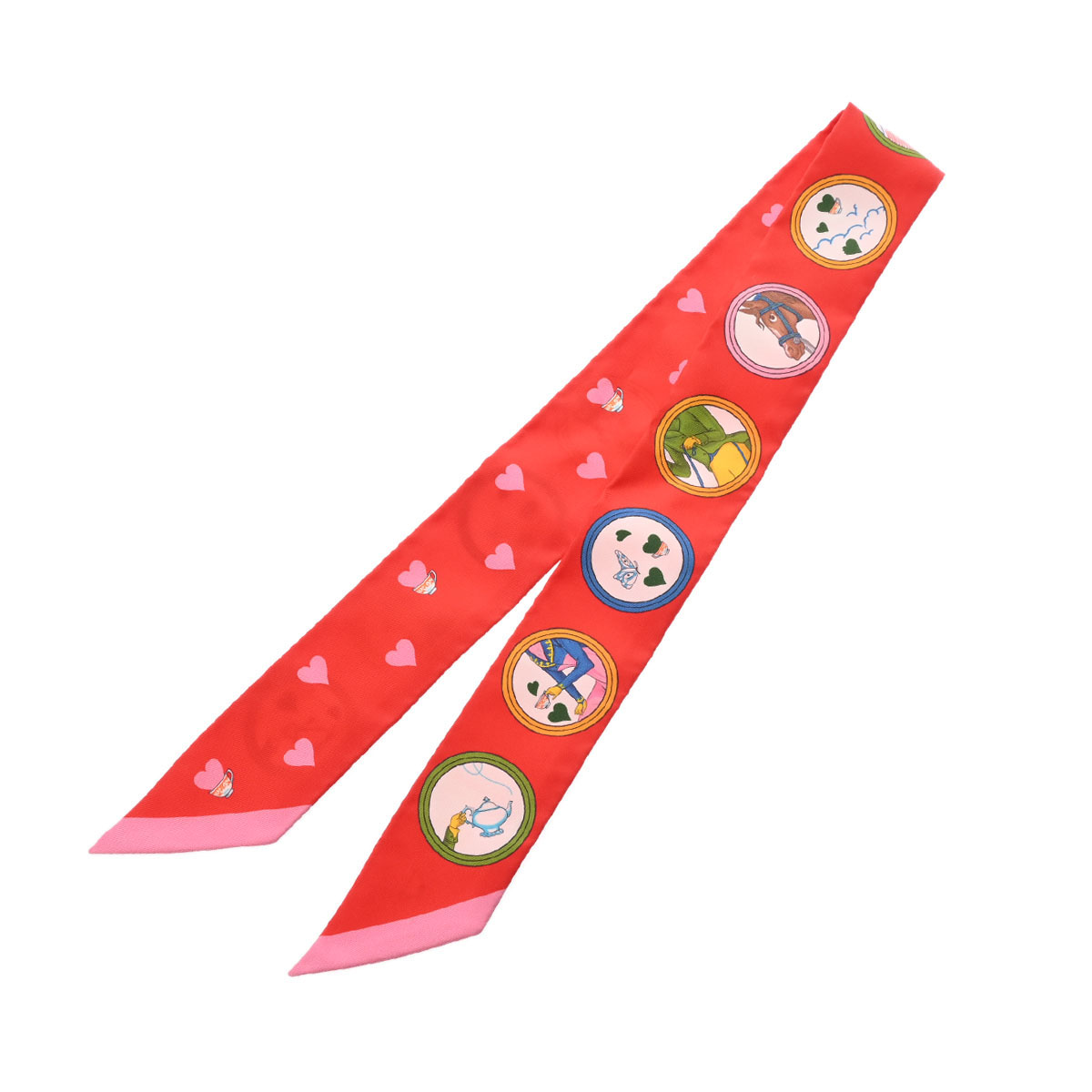 エルメス ツイリー TEA TIME マルチカラー/レッド 063782S シルク100