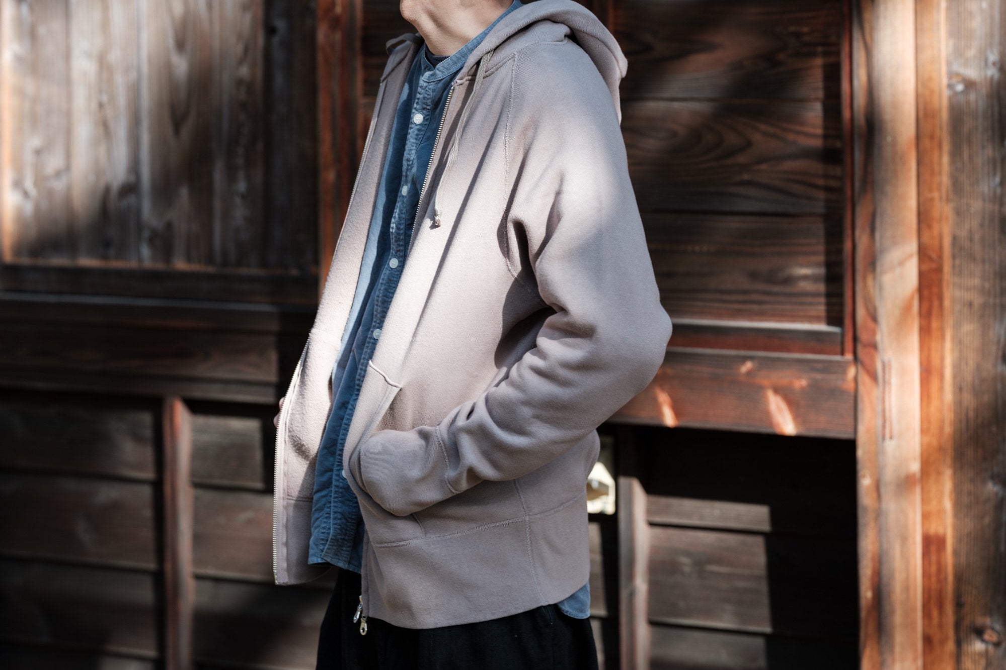 裏起毛ラグランジップパーカー｜yohaku