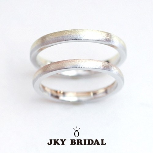 プラチナ＆ゴールド コンビリング】 マット加工（結婚指輪） ID20987
