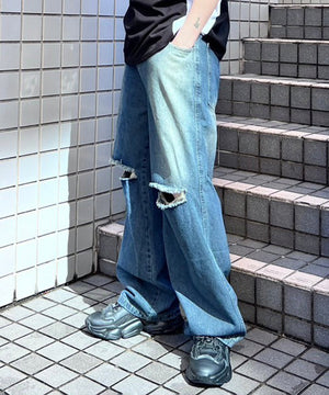 ワイドバギーダメージデニムパンツ – WEGO ONLINE STORE