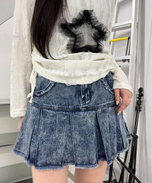 プリーツヘムフリンジデニムミニスカート《新色登場》 – WEGO ONLINE STORE