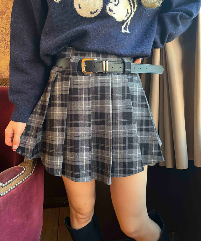 ベルト付きチェックプリーツスカート – WEGO ONLINE STORE
