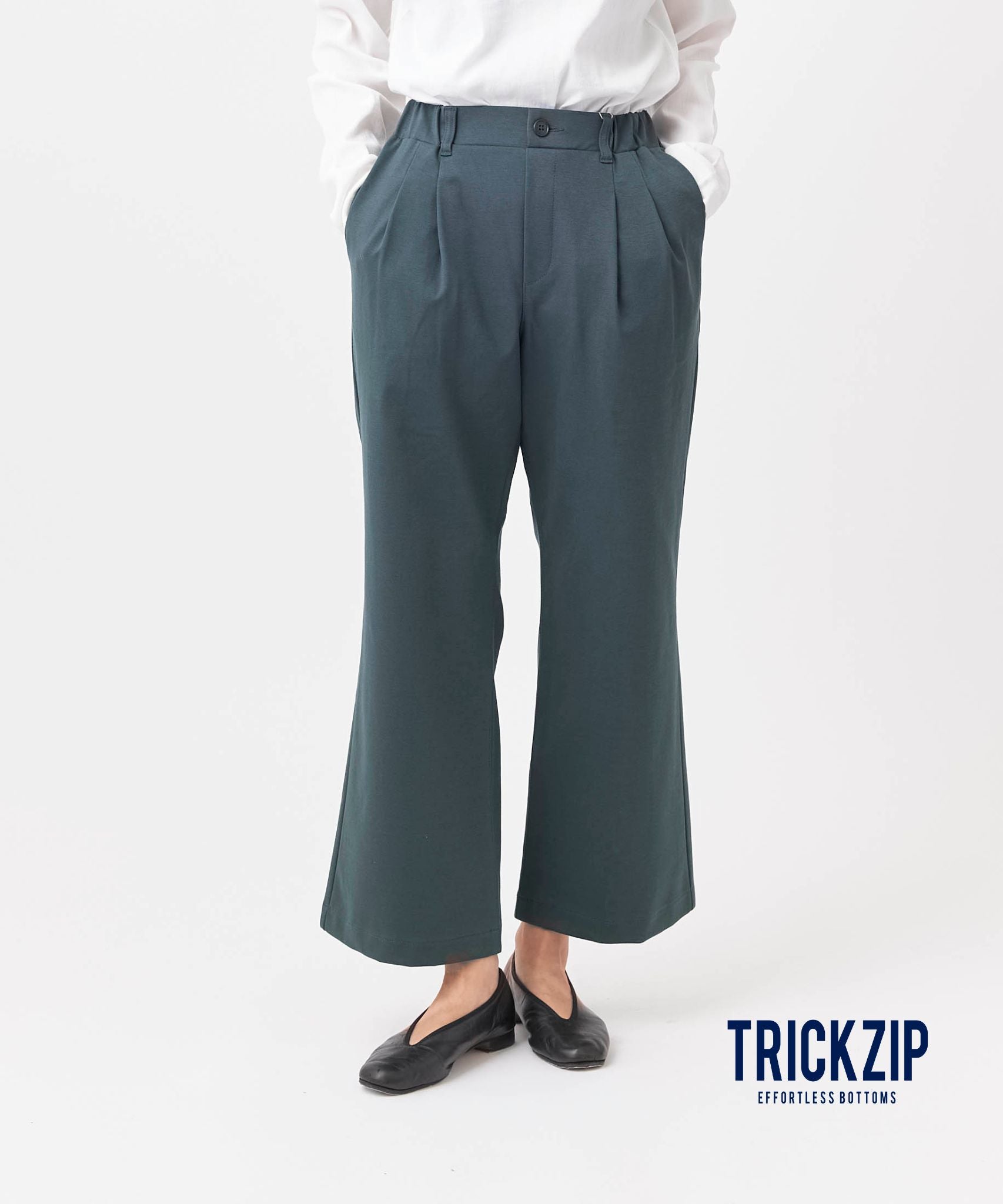 WWO きれいめポンチのタックフレアーパンツ(レディース・TRICKZIP)_