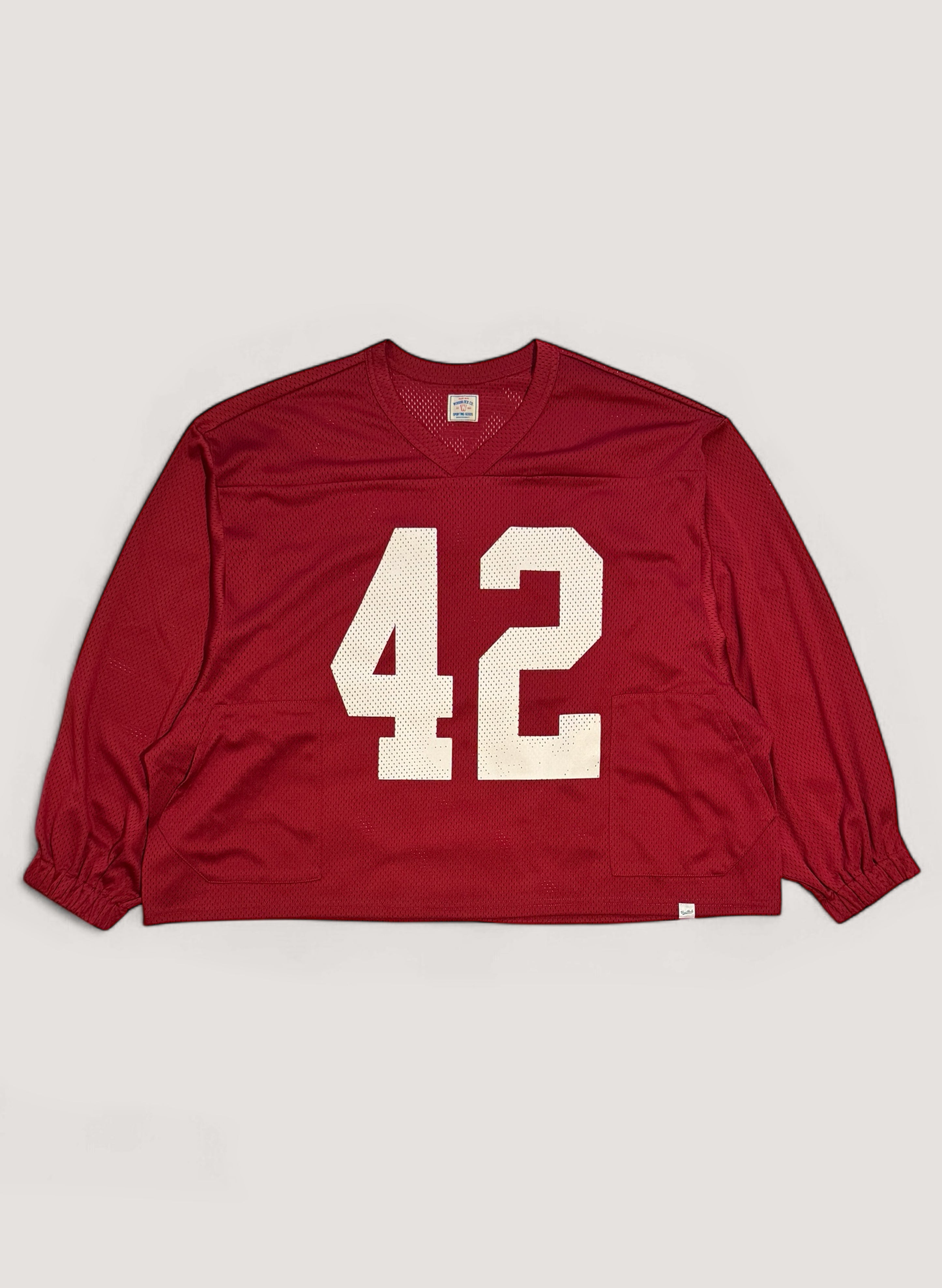 WOODBLOCK 42 MESH FOOTBALL LS SHIRT BURGUNDY/WHITE (WB-25AW-002)