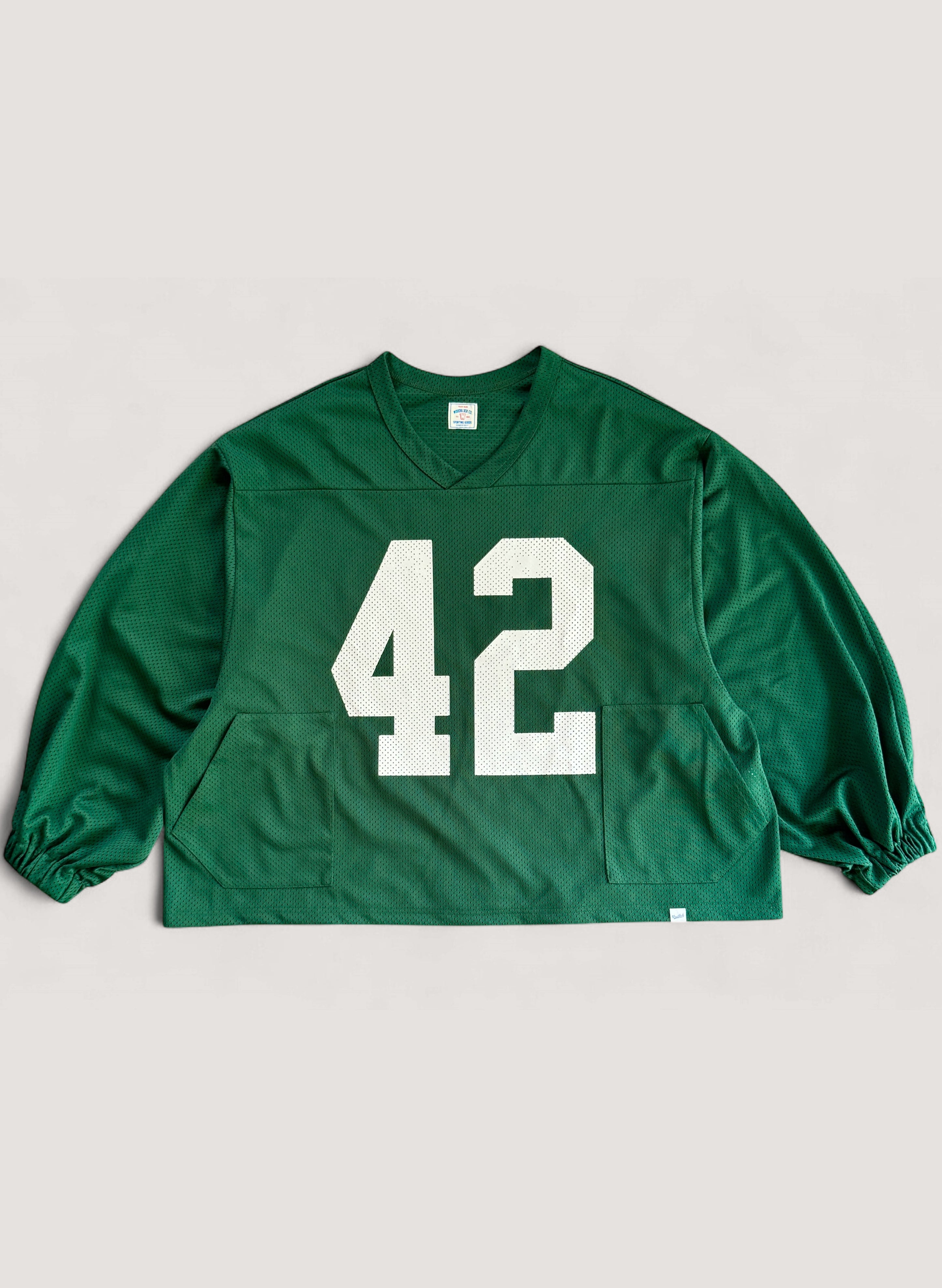 WOODBLOCK 42 MESH FOOTBALL LS SHIRT GREEN/WHITE (WB-25SS-004)