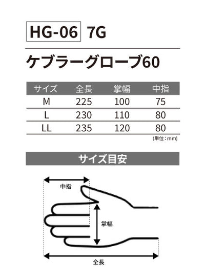 ケブラーグローブ 60 7G 10双セット HG-06 | WORKWEAR LAB/ワーク