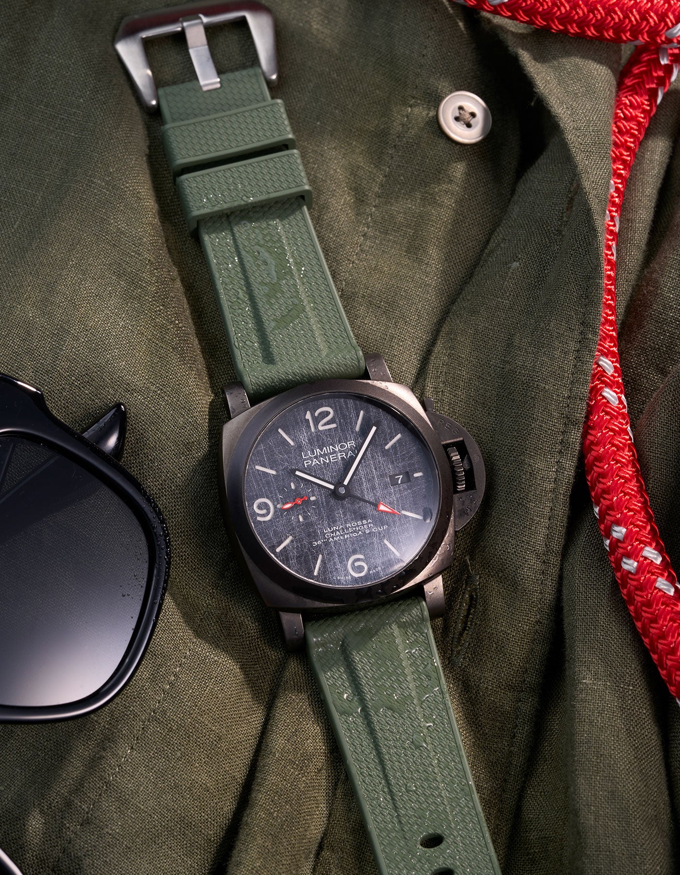 Military Green Vertech FKM Rubber Strap for Panerai 22-26mm
