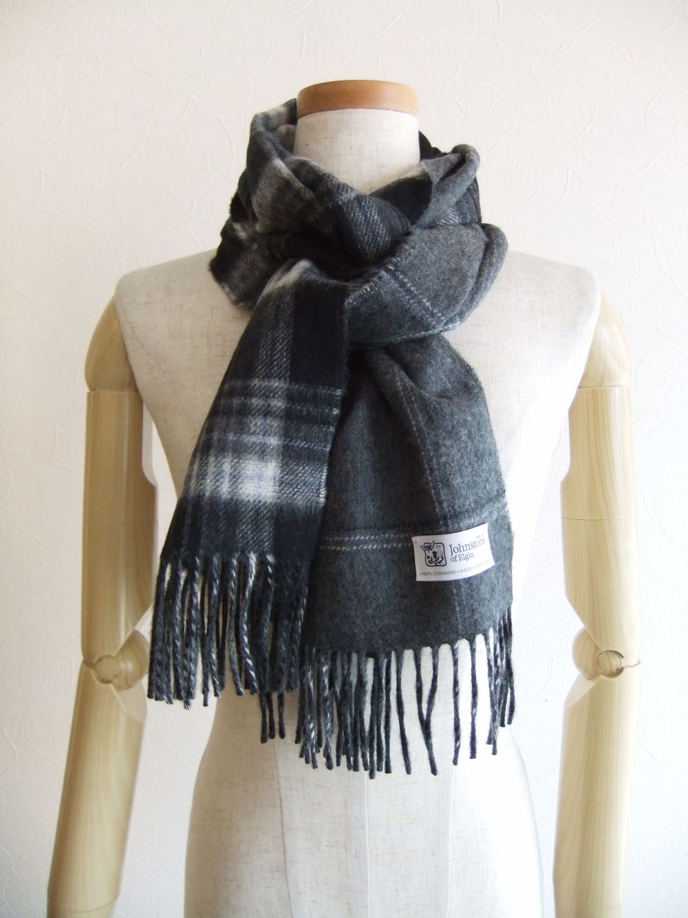 Johnstons - カシミヤ リバーシブル ストール WA20 (グレンチェック