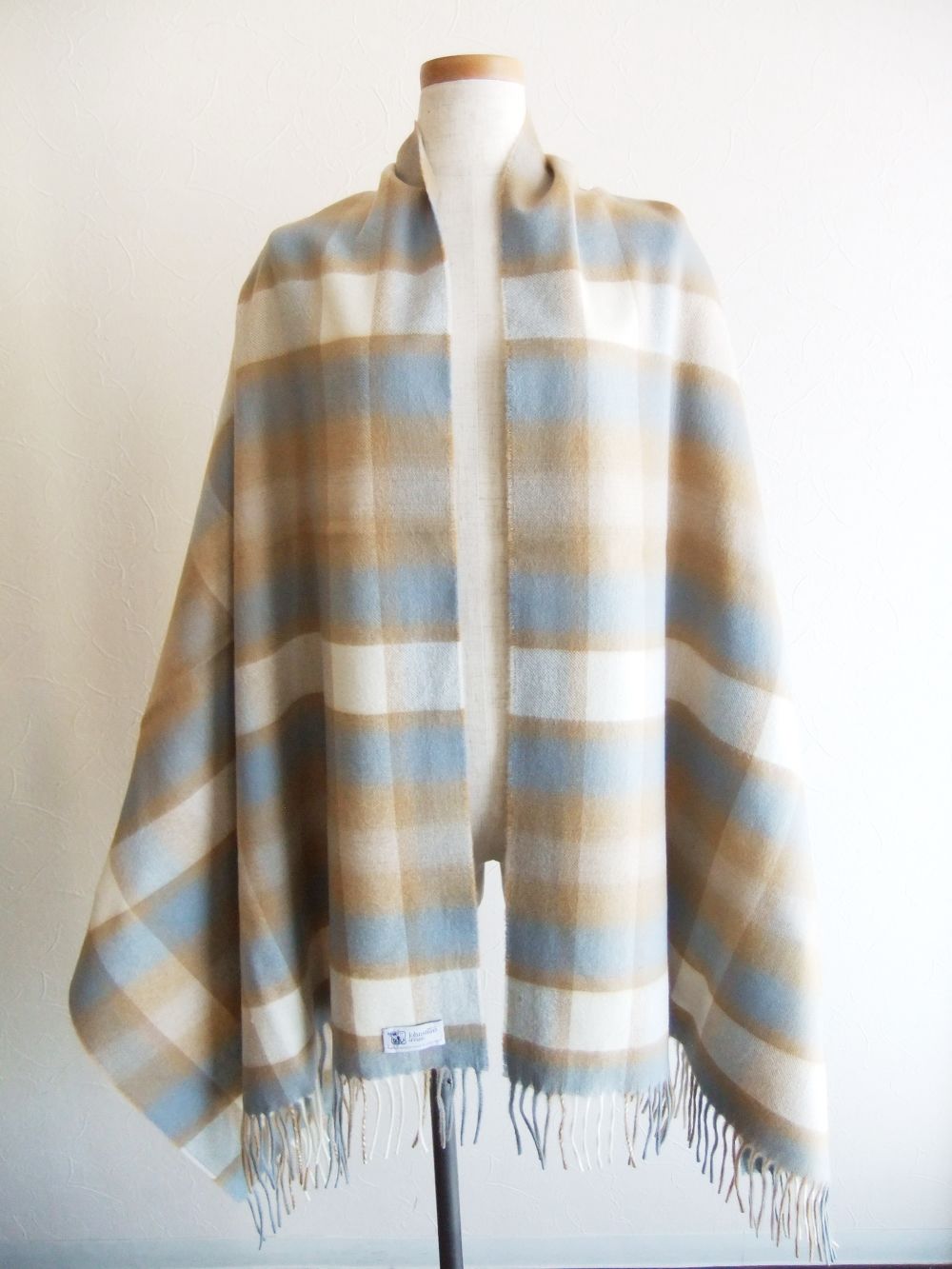 Johnstons - カシミヤ 大判ストール WA56 ( キャメル タータンチェック