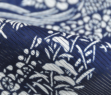 女物 長板正藍染 ゆかた 反物 -綿絽/四季短冊- [ 1804-2679 ] ｜浴衣