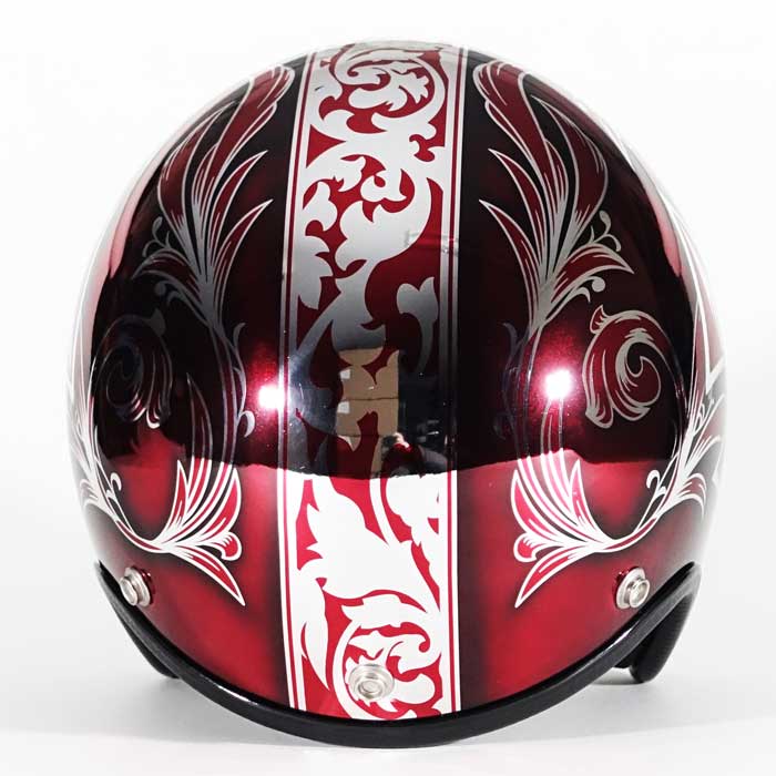 3-825 リーフ＆クロス メッキベースレッド カスタムペイントヘルメット