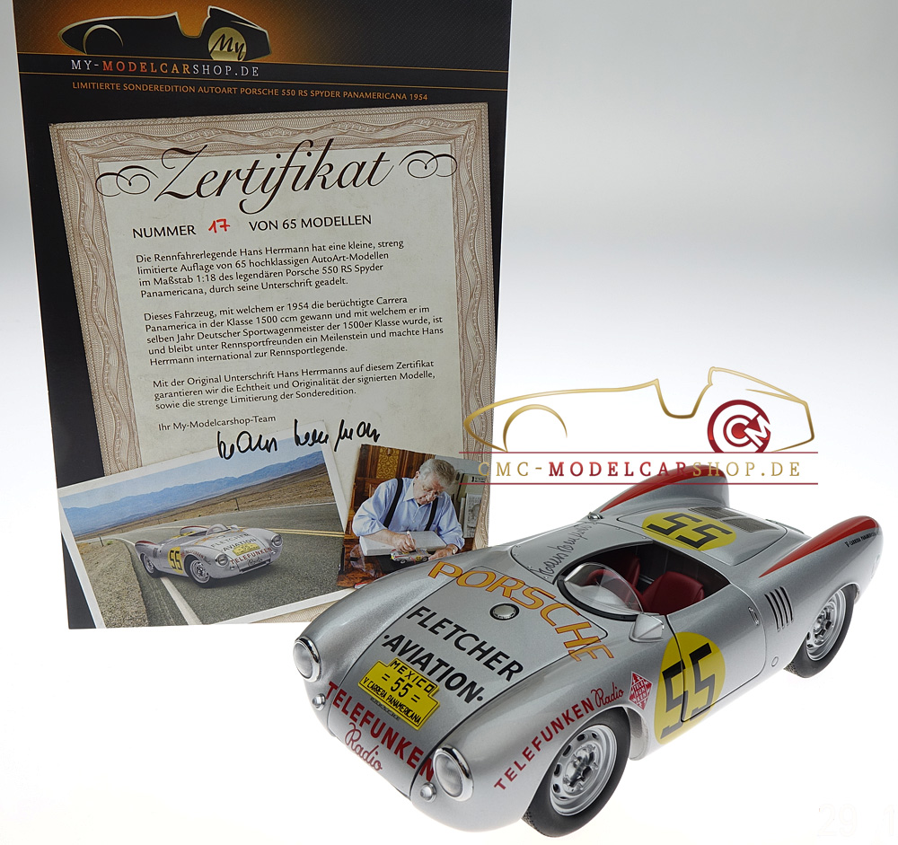 Porsche 550 RS Spyder, signed by Hans Herrmann, cmc-modelcarshop
