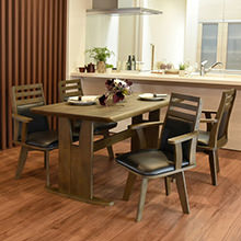 空間美が作り出せるデザイン 木目デザインダイニング テーブル ダーク