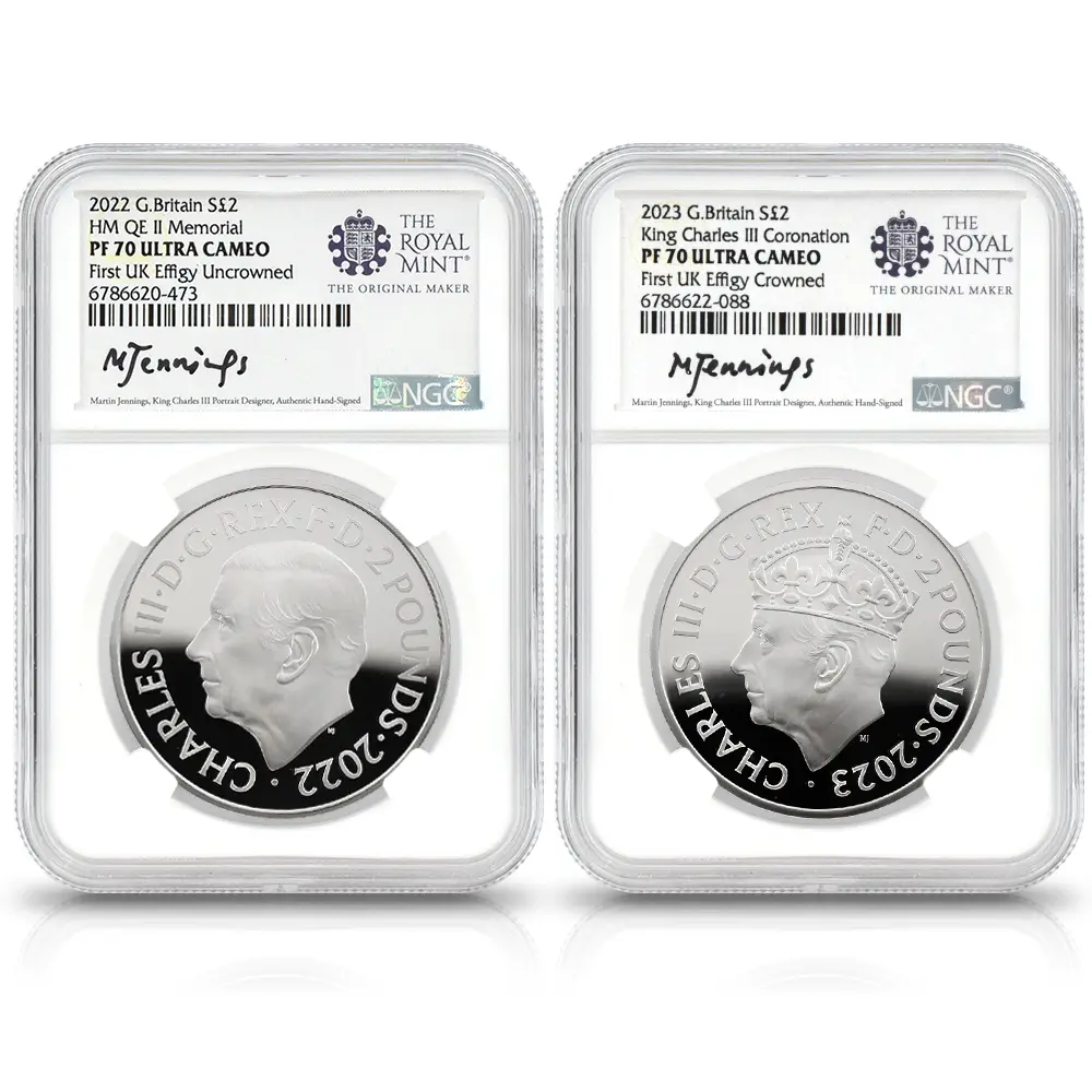 2023 チャールズ3世 「第1肖像」発行記念 2ポンド1オンス銀貨2枚セット