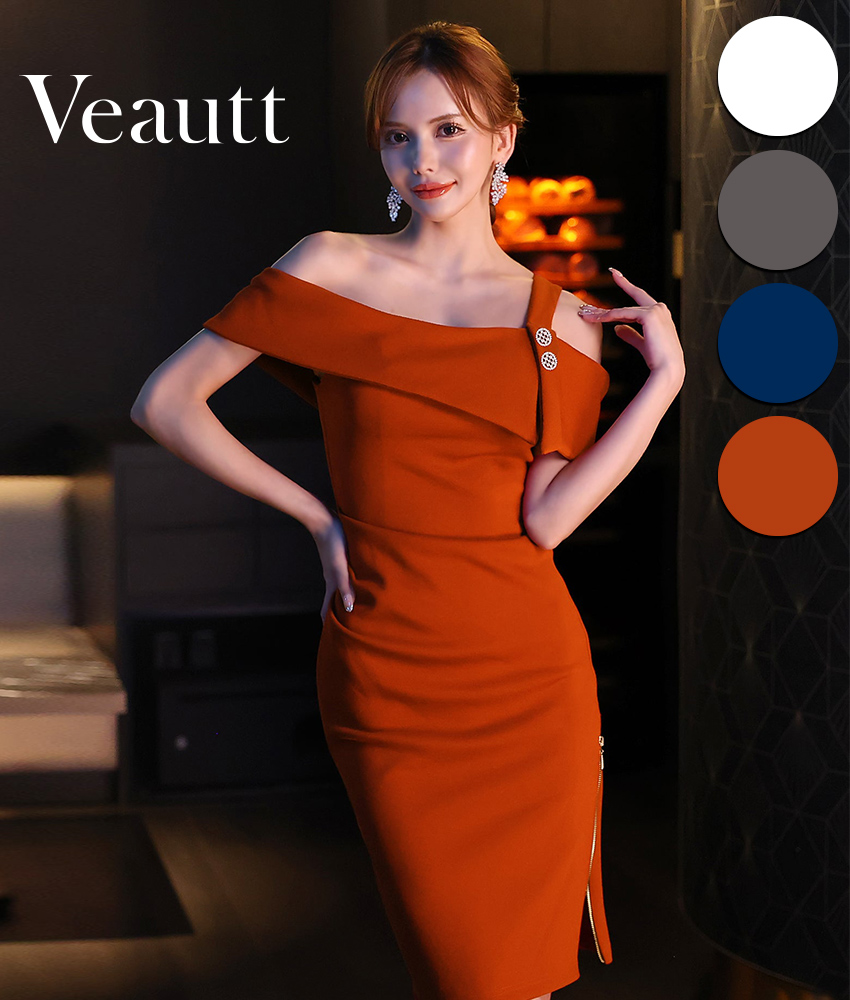 オフショルダー・シンプル・ノースリーブ・スリットファスナー/Veautt