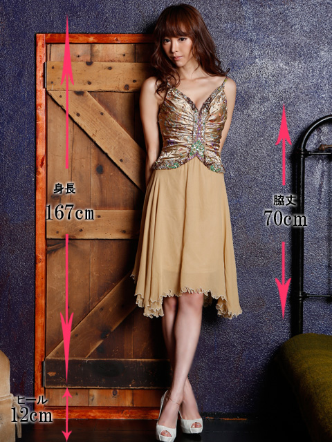 スパンコールゴールドドレス/山崎みどり - カラードレス