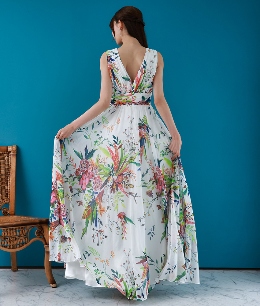 花柄Aラインロングドレス/ERUKEI - カラードレス