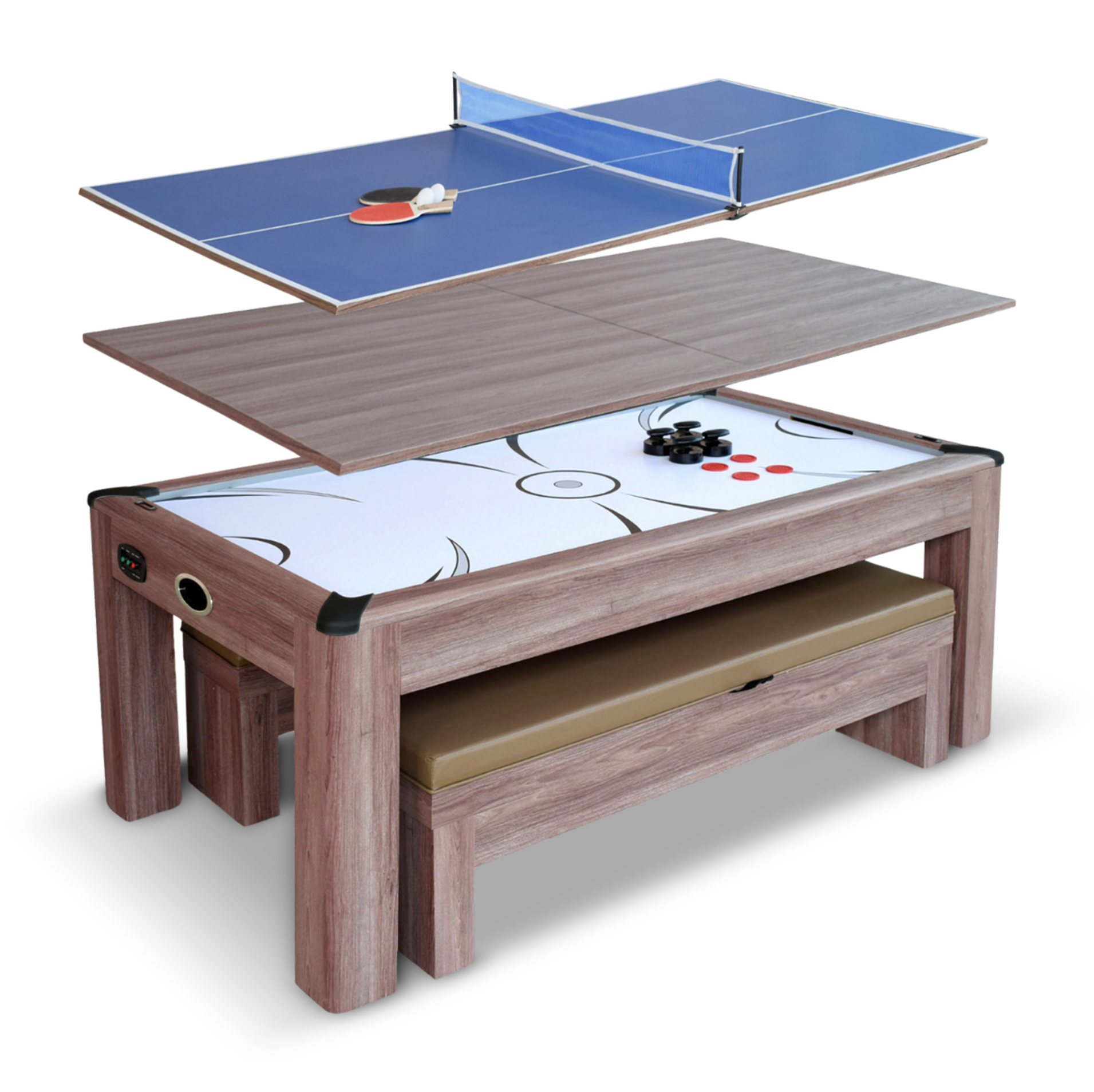 Hathaway Driftwood Air Hockey Table Tennis Combo Table BG1137H