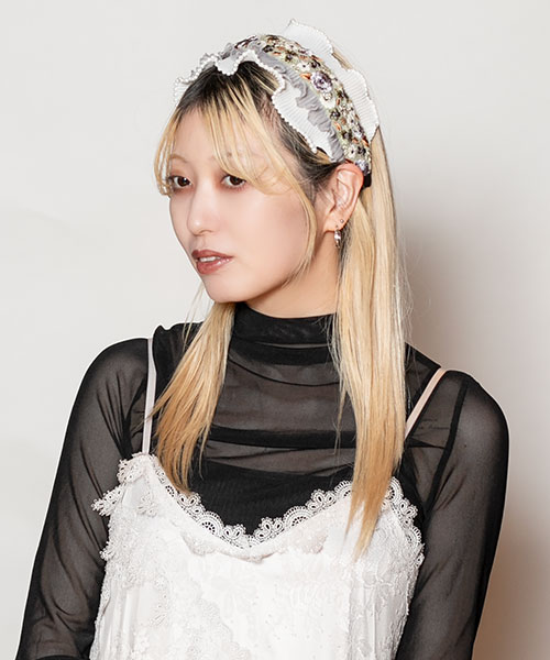 ROUND R インド刺繍カチューシャ(ONESIZE GREEN): カチューシャ帽子