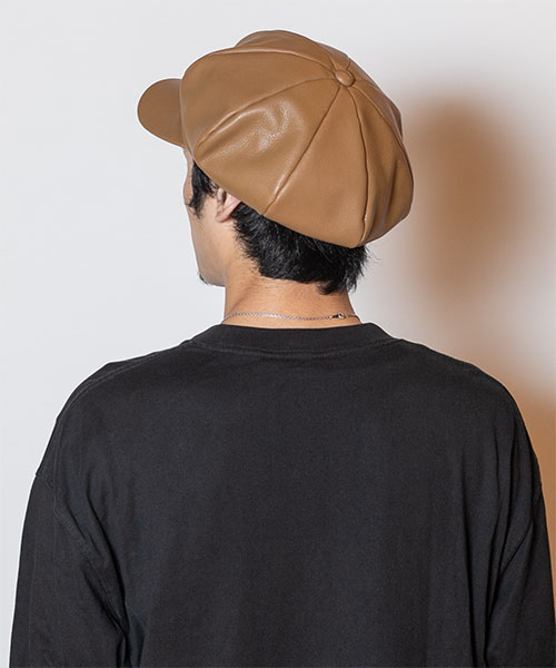 532103 CALEE レザー キャスケット L ブラウン ハンチング