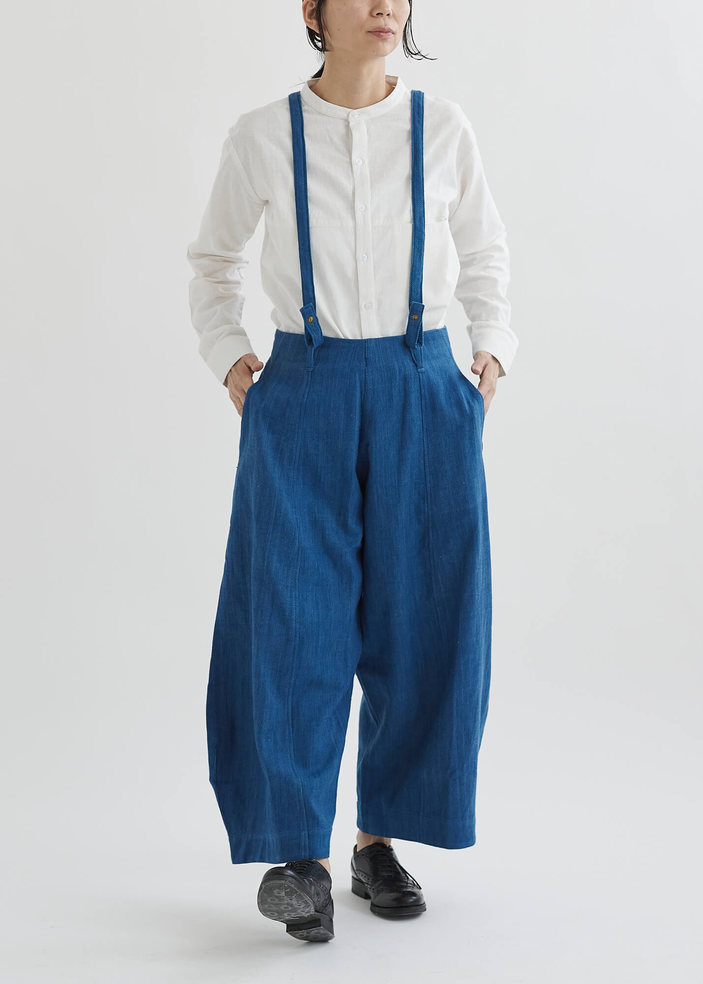 デニムカディサスペンダーワイドパンツ| CALICO キヤリコ：インド手