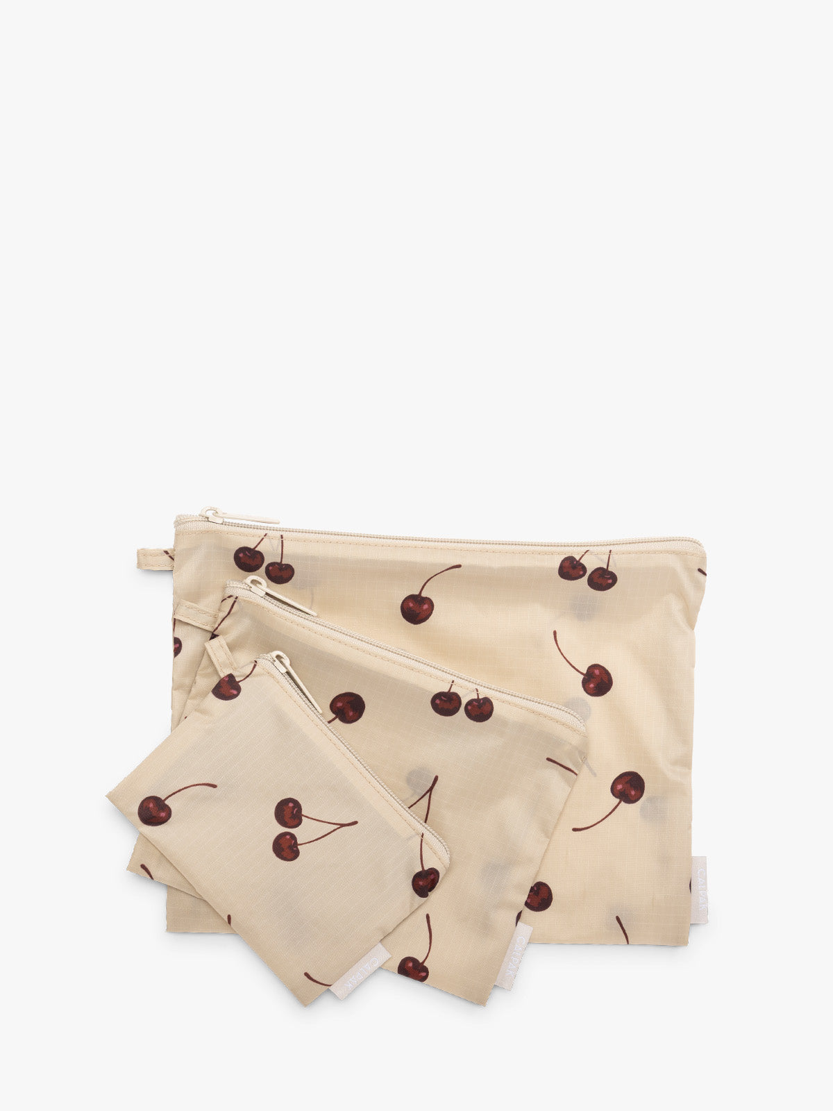 Compakt Zip Pouch Set in Oatmeal Cherry | CALPAK