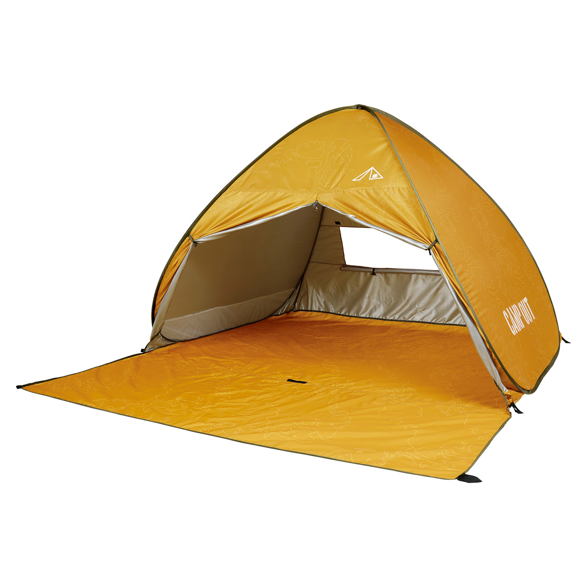 キャンプアウト ポップアップテントフルクローズ（オールドイエロー