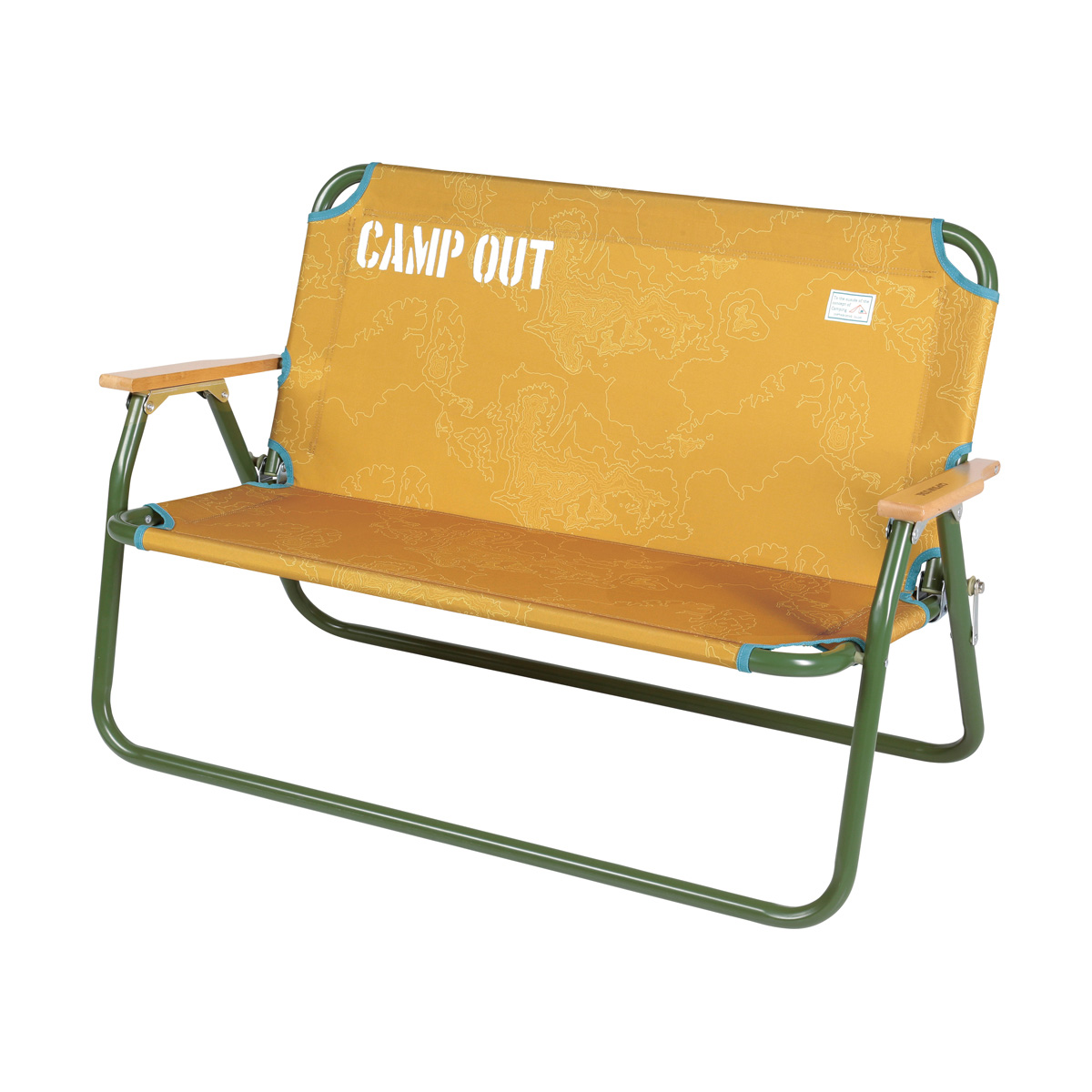 キャンプアウト アルミ背付ベンチ（オールドイエロー） - アウトドア