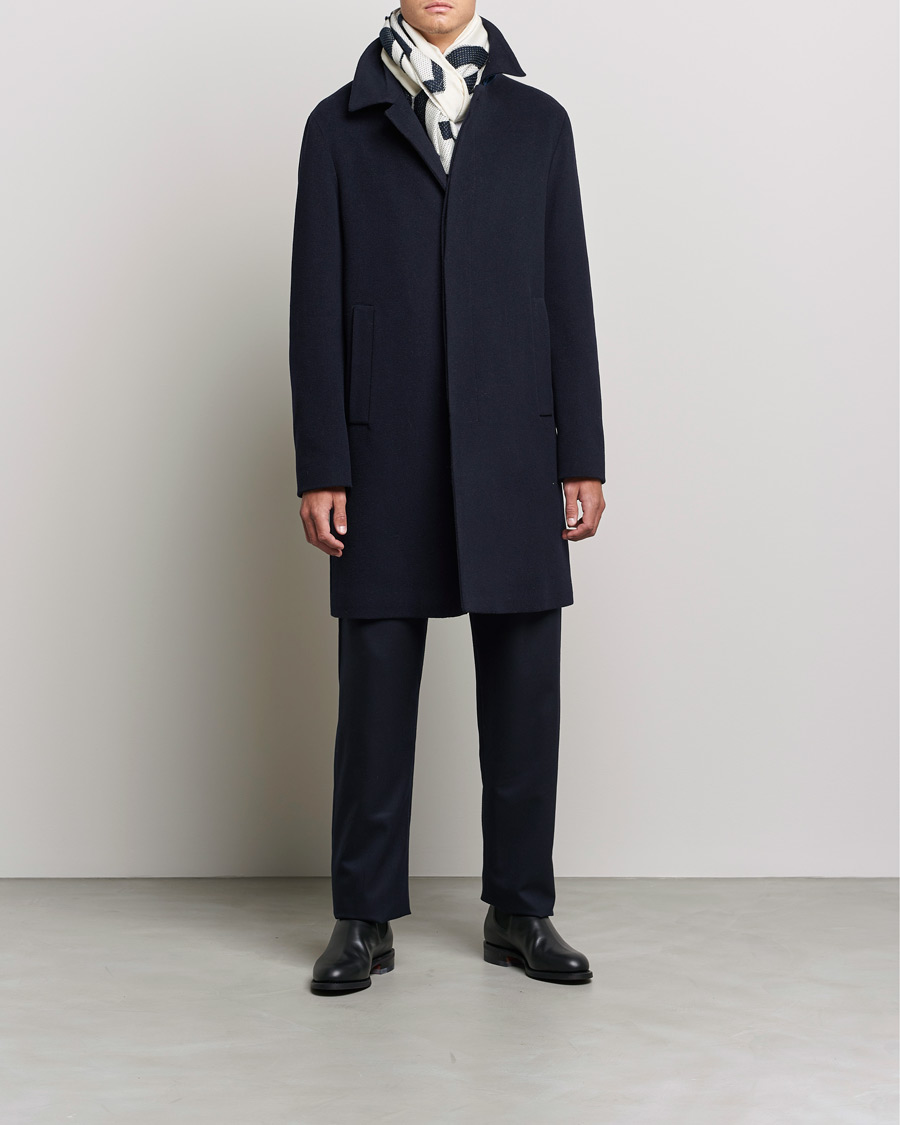 Giorgio Armani Cashmere Blend Coat Navy at CareOfCarl.com