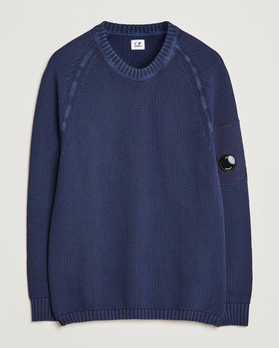 C.P. Company Cotton Crepe Special Dyed Knitted Crewneck Navy at