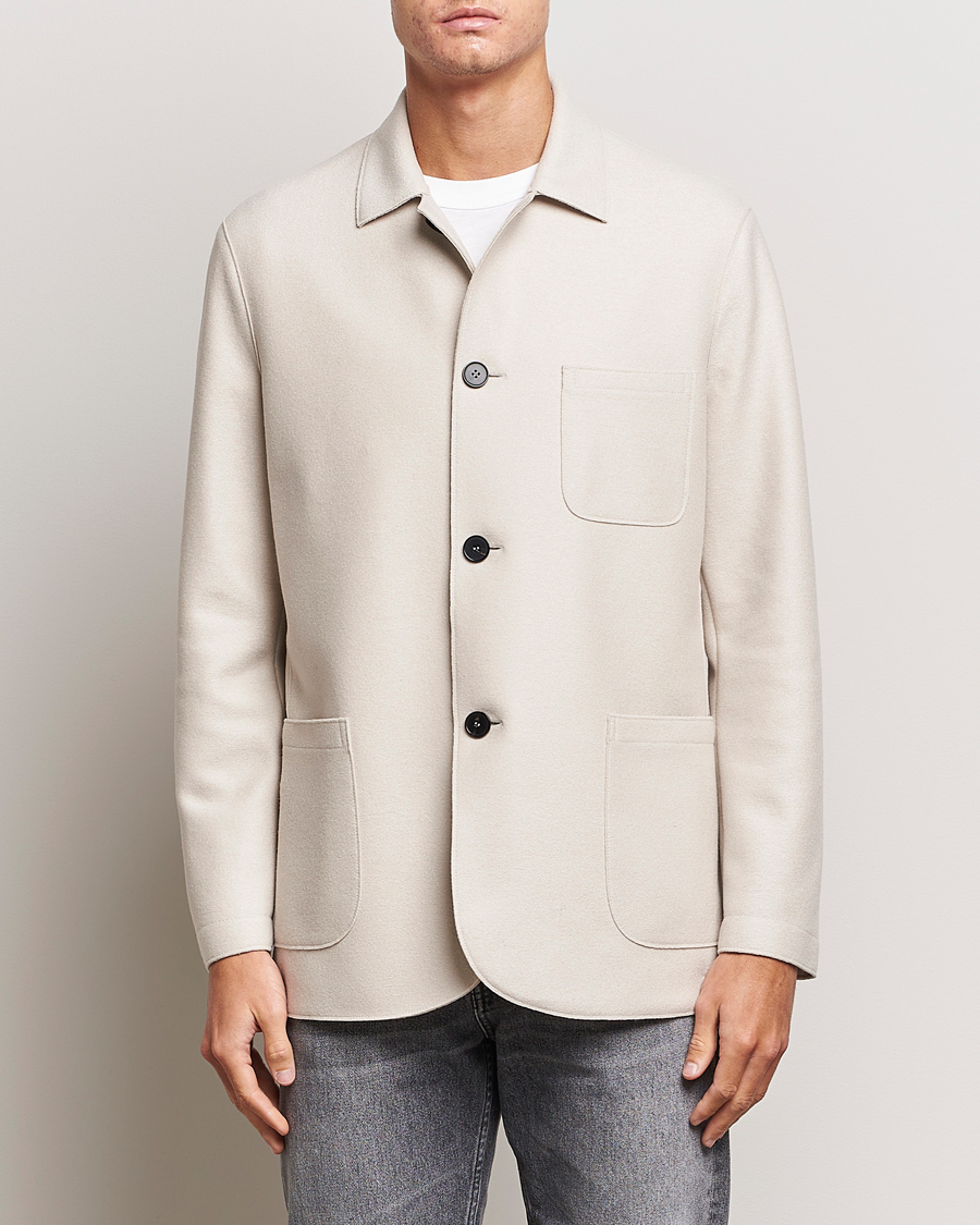 Harris Wharf London Dropped Shoulder Wool Jacket Cream at