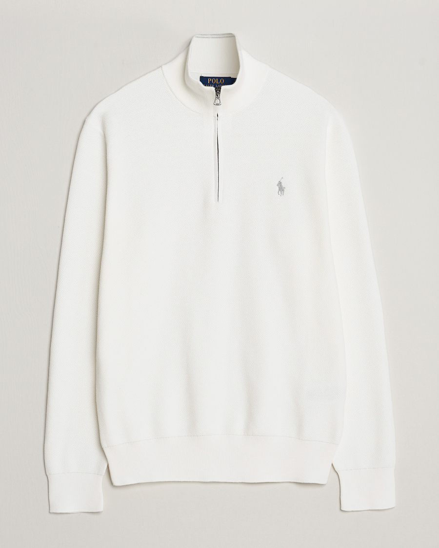 Polo Ralph Lauren Textured Half Zip Deckwash White at CareOfCarl.com