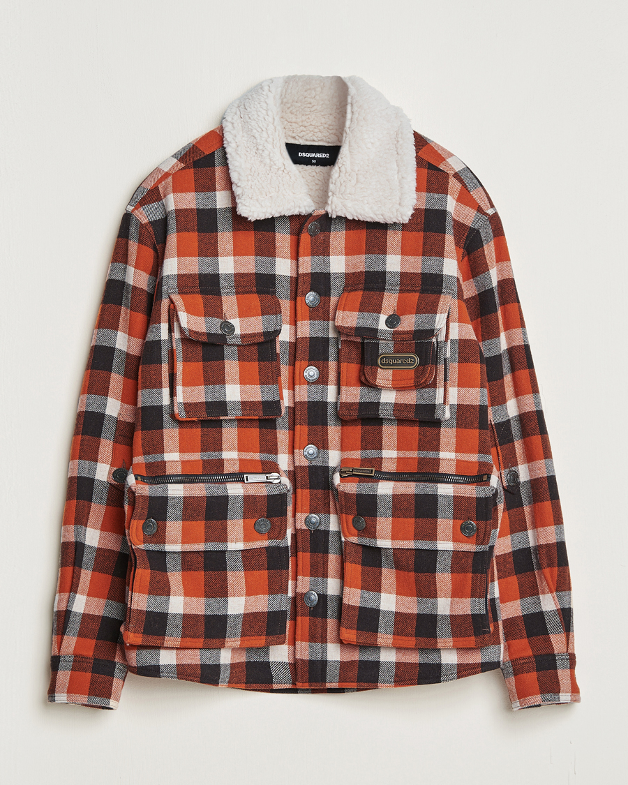 Dsquared2 Flannel Check Wool Jacket Rust/Blue at CareOfCarl.com