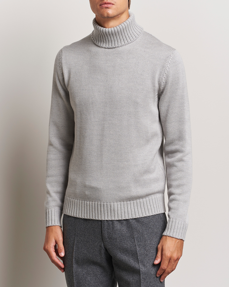 Zanone Virgin Merino Wool Rollneck Light Grey at CareOfCarl.com