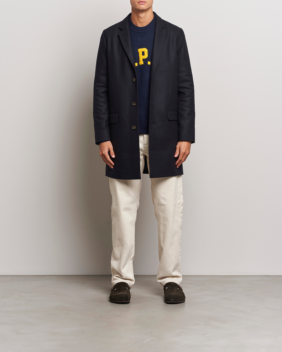A.P.C. Visconti Wool/Cashmere Coat Dark Blue at CareOfCarl.com