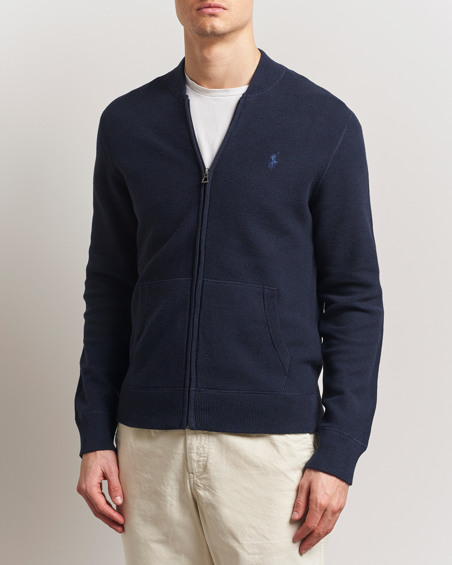 Polo Ralph Lauren Cotton Full Zip Sweater Navy Heather at