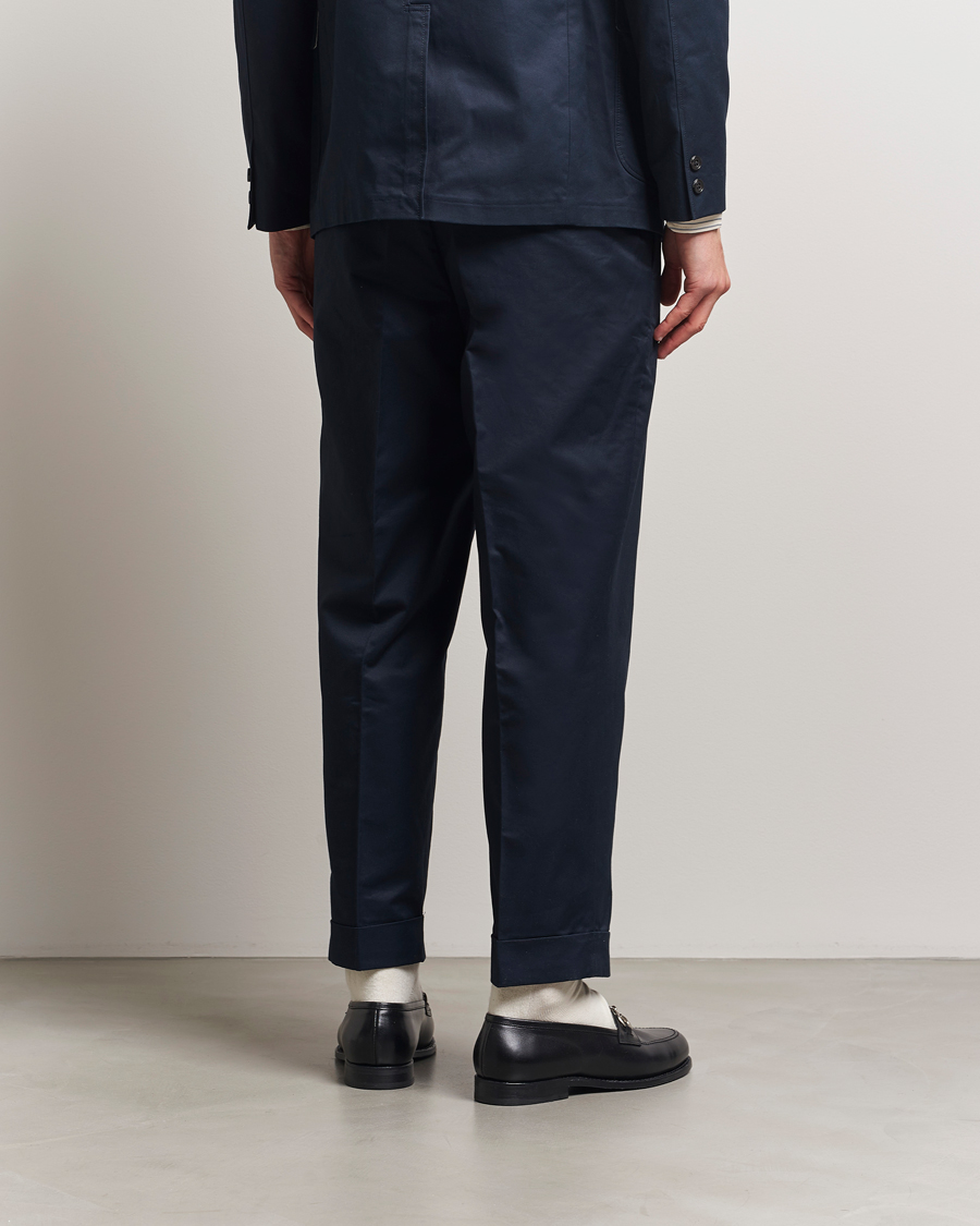 BEAMS PLUS Cotton Twill Ivy Trousers Navy at CareOfCarl.com
