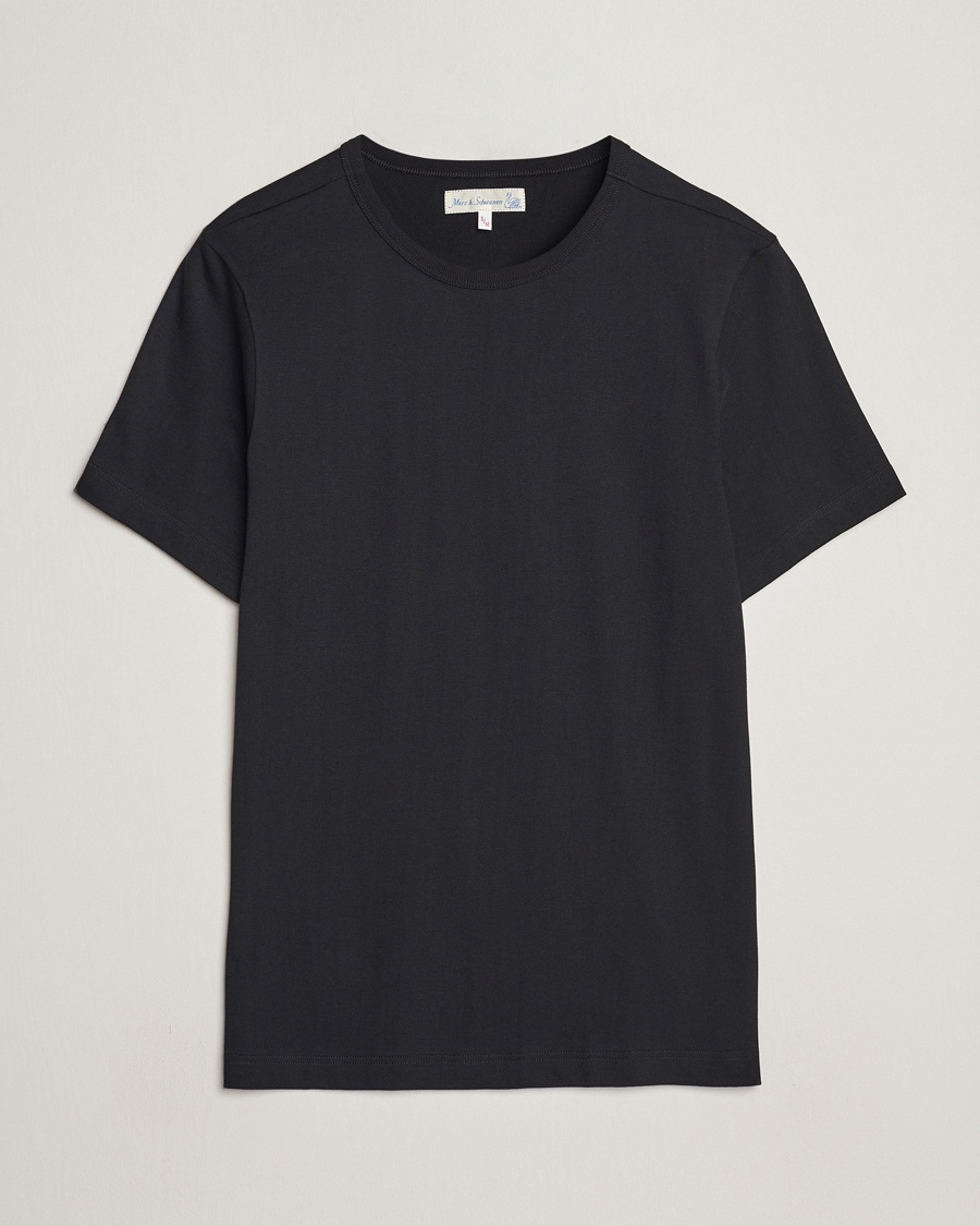 Merz b. Schwanen Short Sleeve Organic Cotton Henley Black at