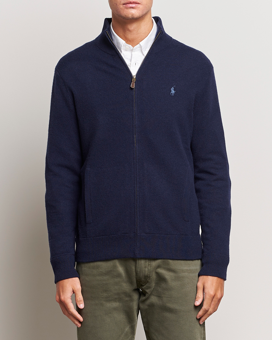 Polo Ralph Lauren Merino Knitted Full Zip Sweater Hunter Navy bei