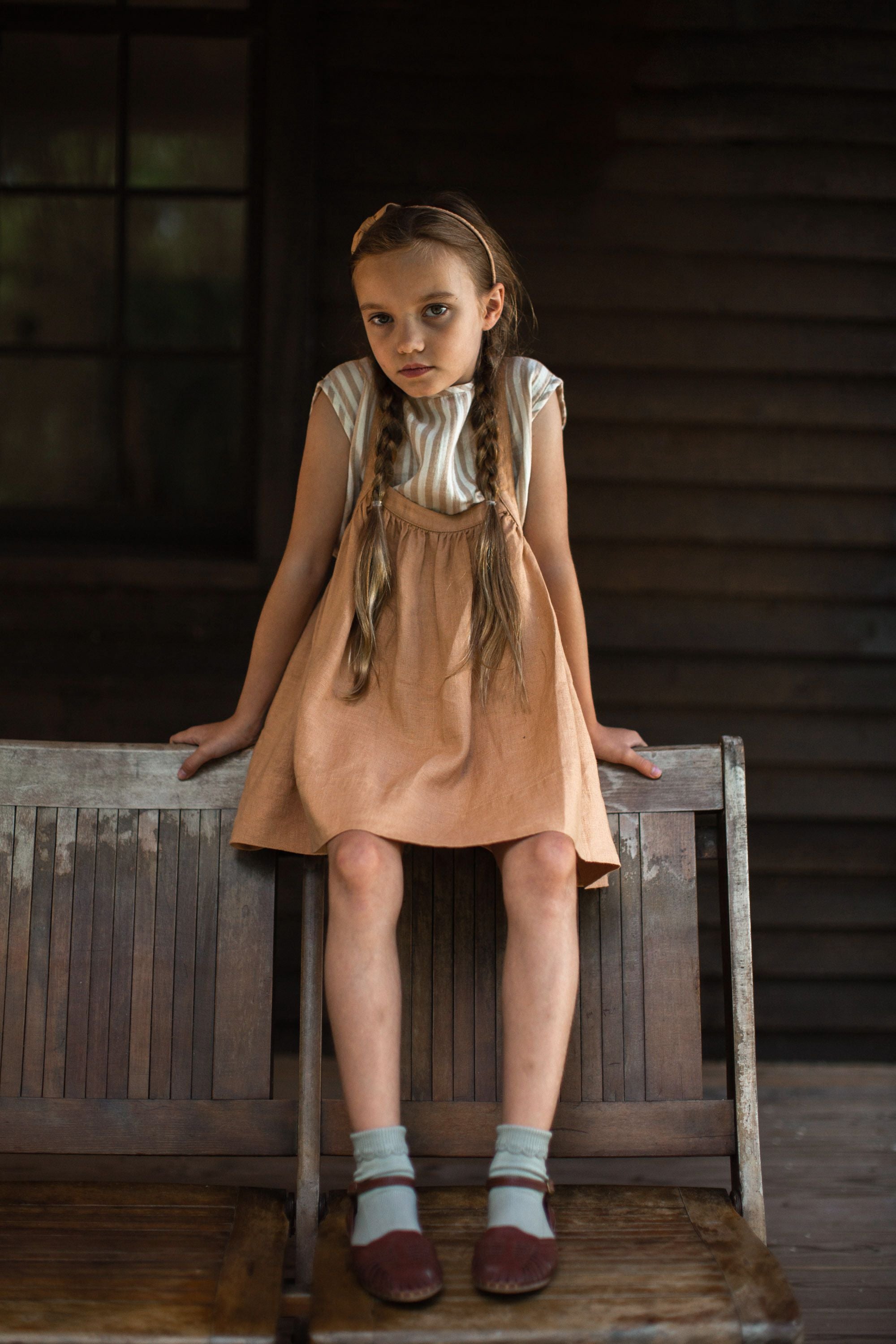 Soor Ploom Eloise Pinafore - Fenugreek – Casp Baby Mommy & Me Boutique