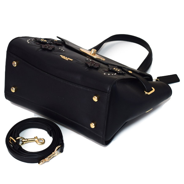 COACH】コーチ カーフレザー 花柄 フラワー フローラル スタッズ