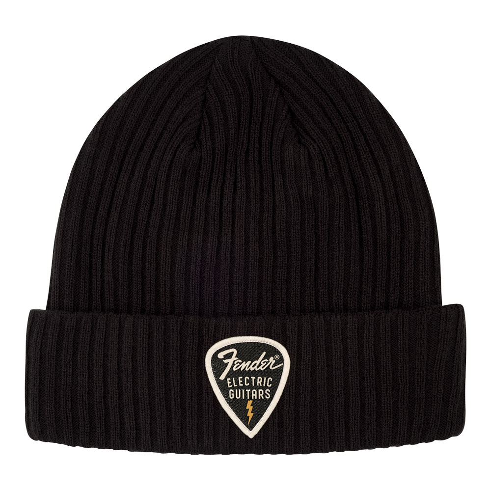 Fender フェンダー Pick Patch Ribbed Beanie Black ニットキャップ