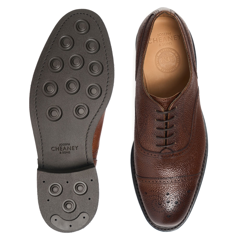 Cheaney Kelmarsh R Men's Oxford Semi Brogue in Chestnut Grain Leather