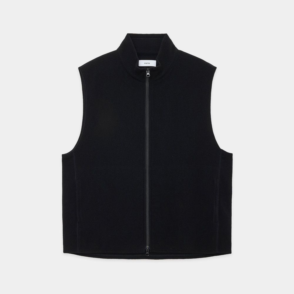 marka - ZIP UP VEST - BLACK / スーパー130s ウールナッピング