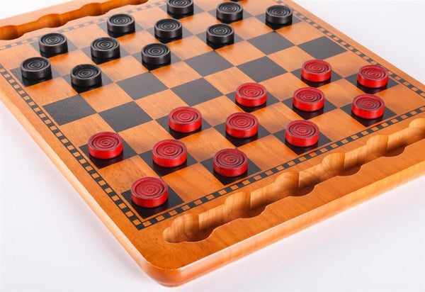 Red & Black Wood Checkers Set