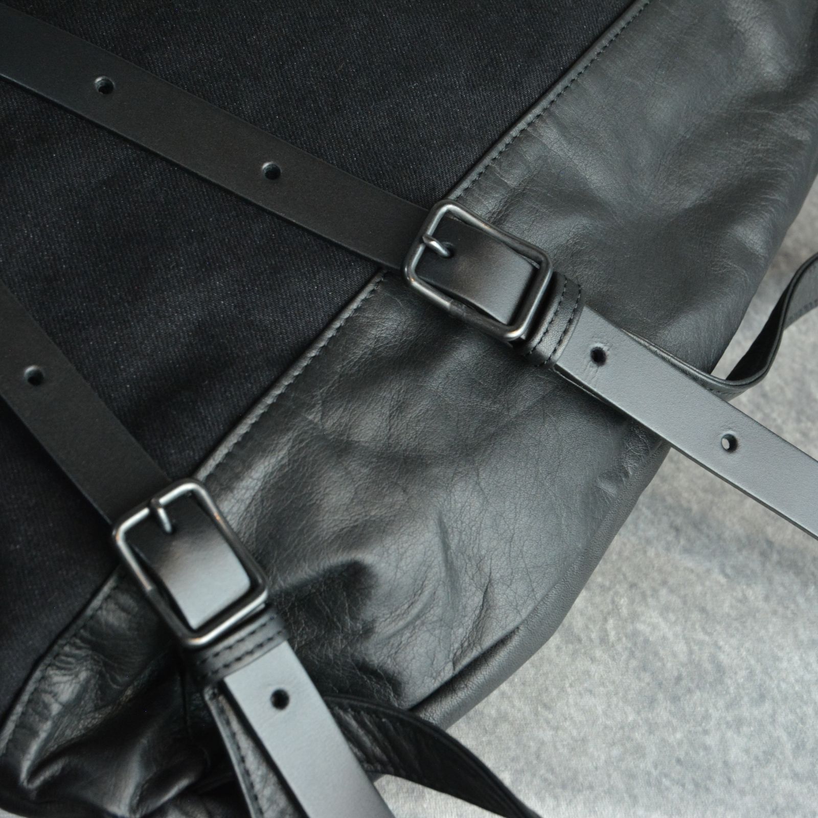 yohji yamamoto - KATSURAGI DENIM BIO DRAWSTRING BACK PAC （BLACK