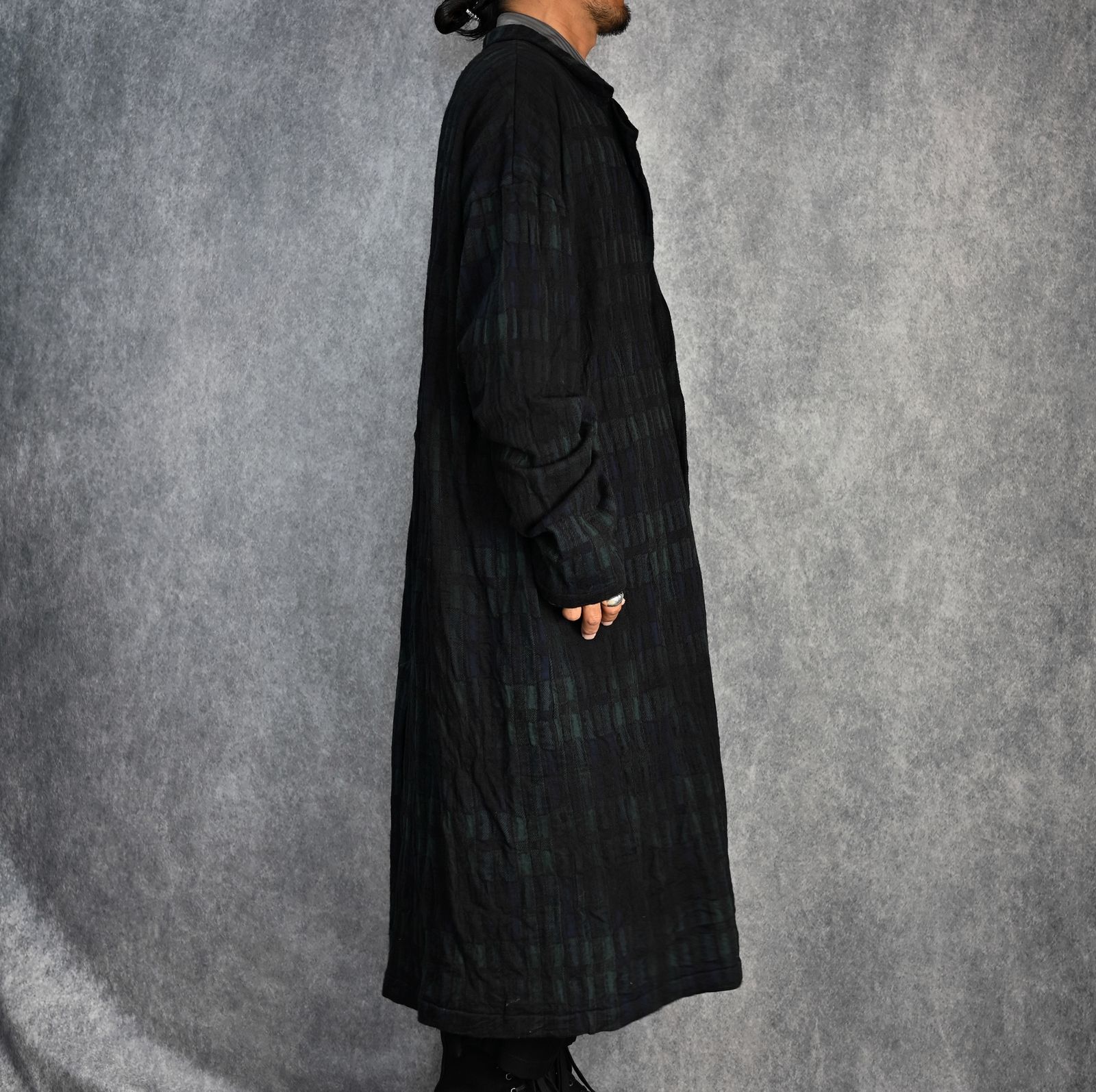 yohji yamamoto - ムラ染めチェック コート （BLACK） / HO-T74-177