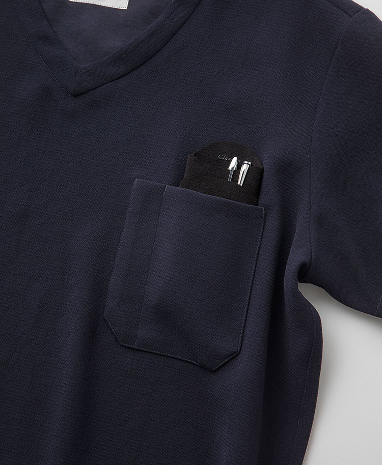 メンズ:スクラブトップス・ダブルジャカード | おしゃれ白衣のクラシコ