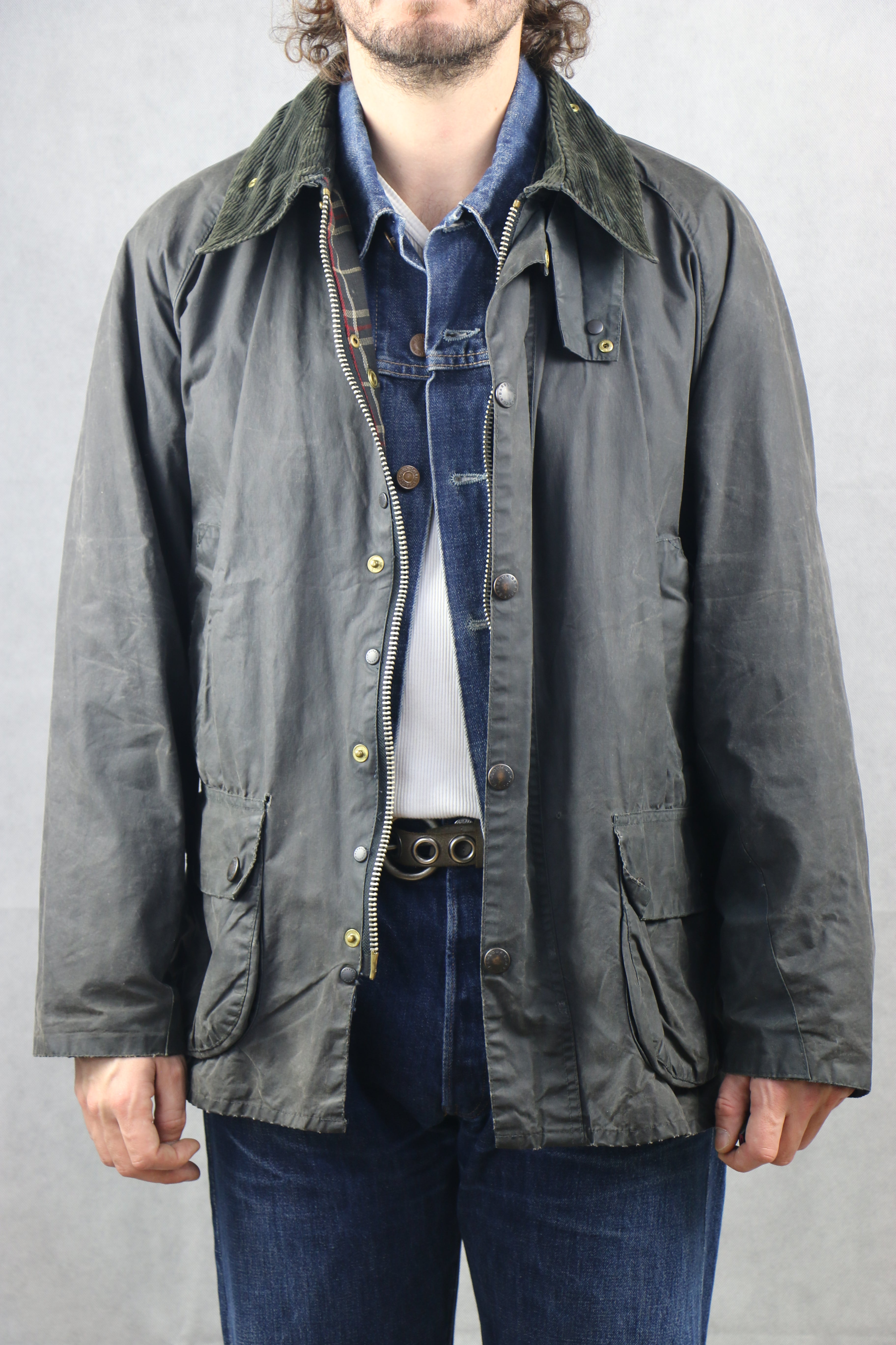 Barbour 'Bedale' C48 Wax Jacket washed blue ~ Vintage Store