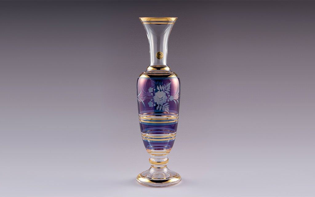 ボヘミアガラス カリガラス 花瓶 青 - CRAFTS DESIGN